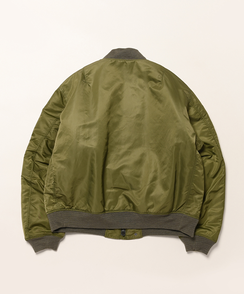 Aviator Jacket - Flight Satin Nylon Olive/オリーブ L(MEN)