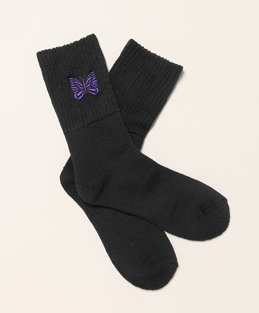 Rib Socks - Shetland Wool Black/ブラック M(MEN)