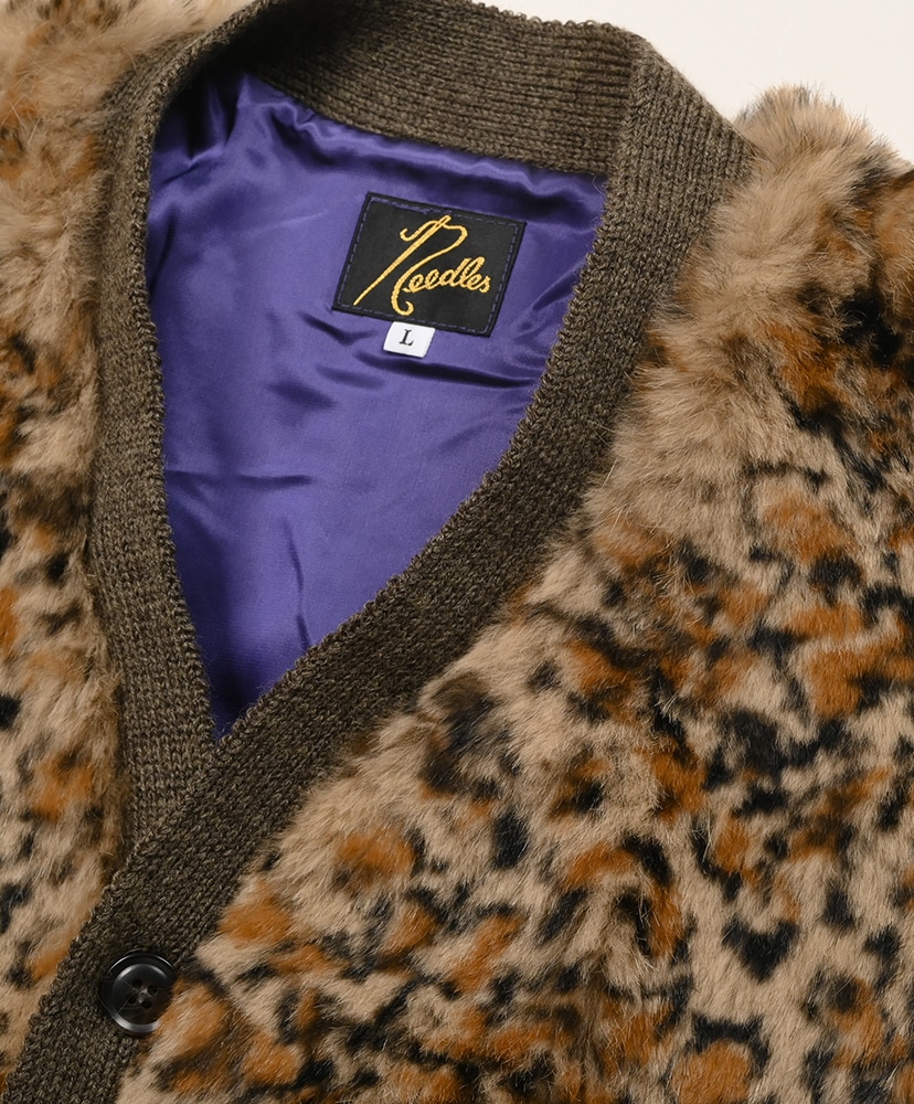 Rabbit Fur Cardigan - Animal Printed Leopard/レオパード L(MEN)