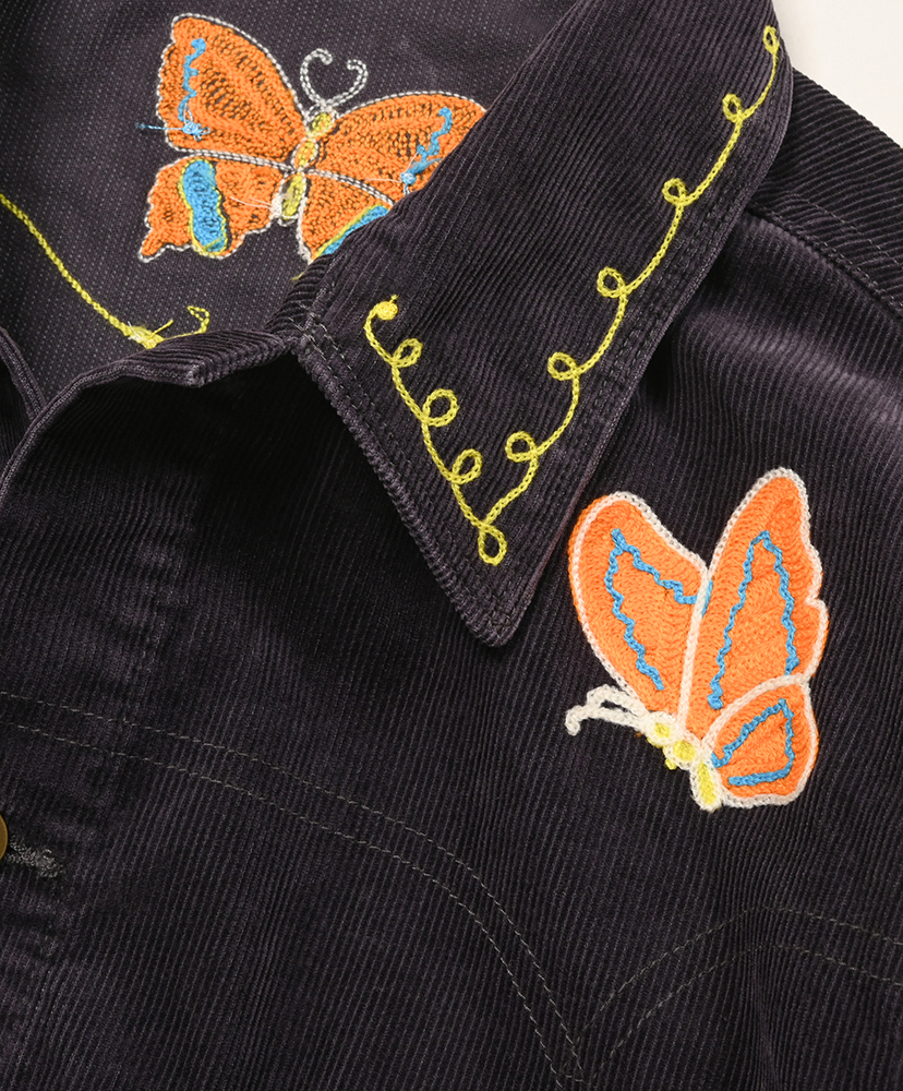 Papillon Emb. Jean Jacket - 14W Corduroy Black/ブラック L(MEN)