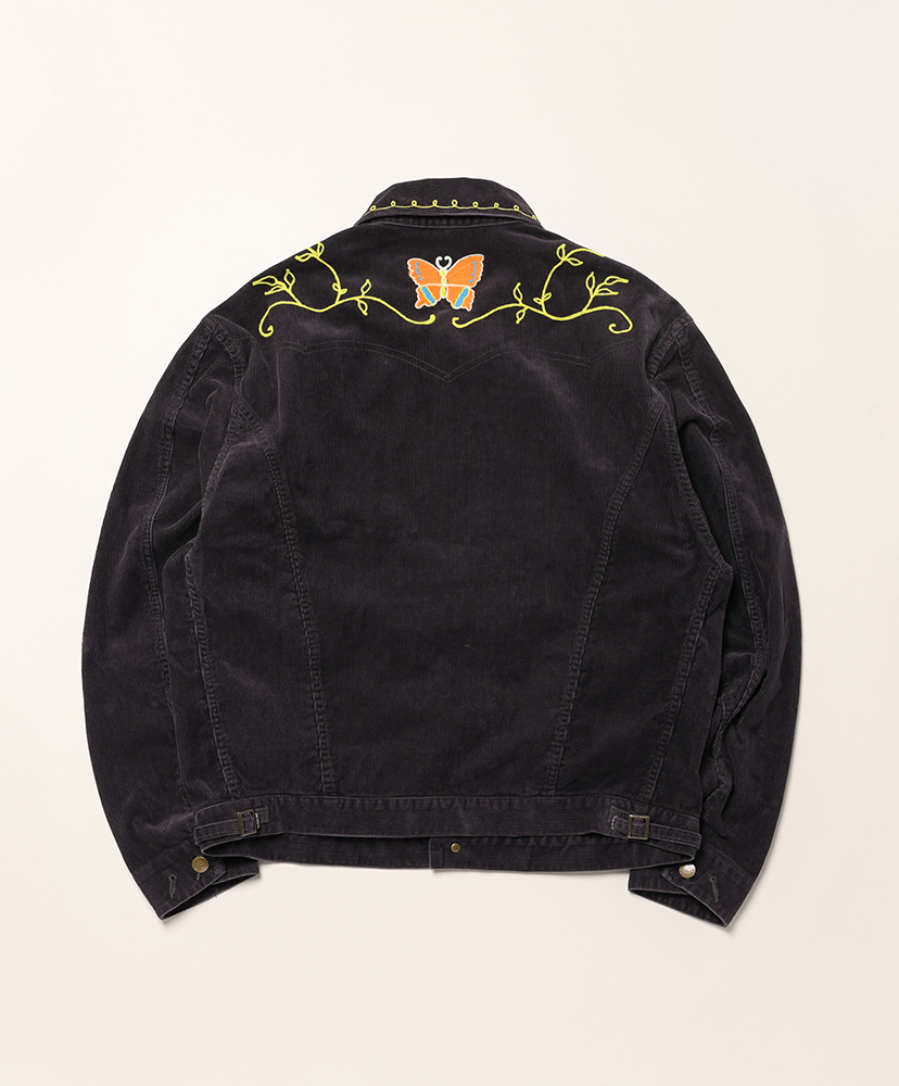 Papillon Emb. Jean Jacket - 14W Corduroy Black/ブラック L(MEN)