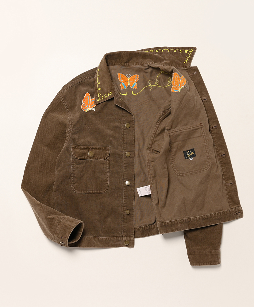 Papillon Emb. Jean Jacket - 14W Corduroy Brown/ブラウン L(MEN)