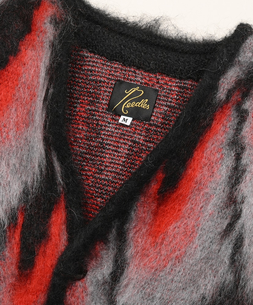 Mohair Cardigan - Abstract Black×Red/ブラック×レッド L(MEN)