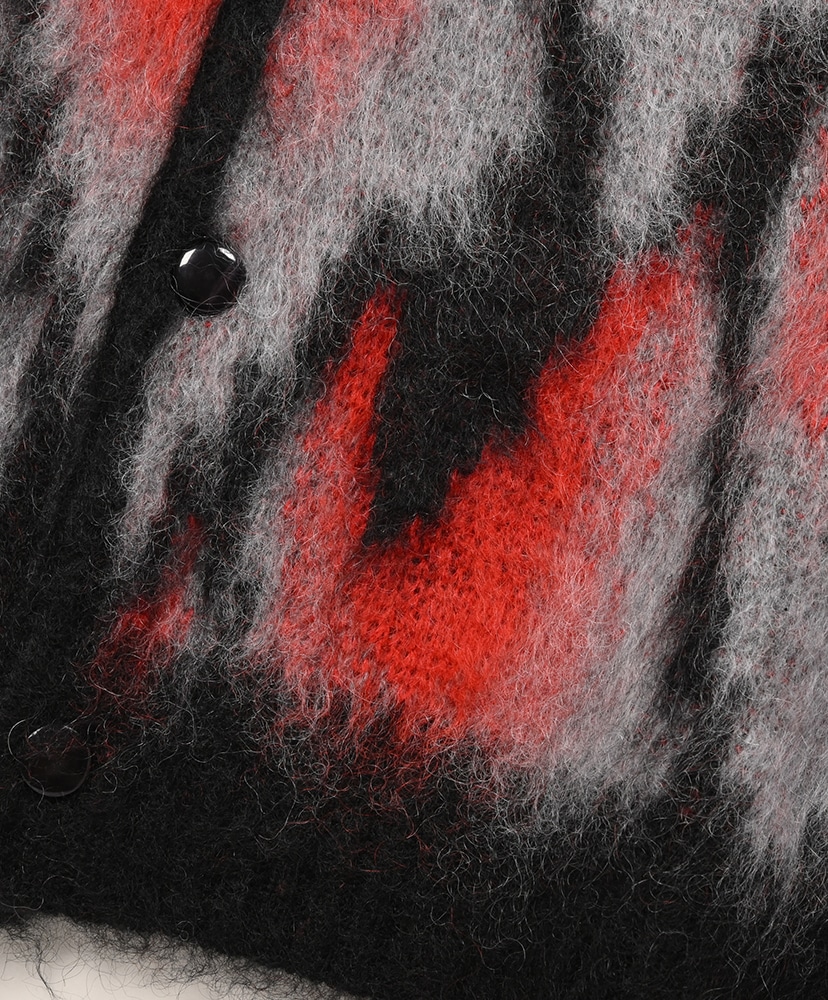 Mohair Cardigan - Abstract Black×Red/ブラック×レッド L(MEN)