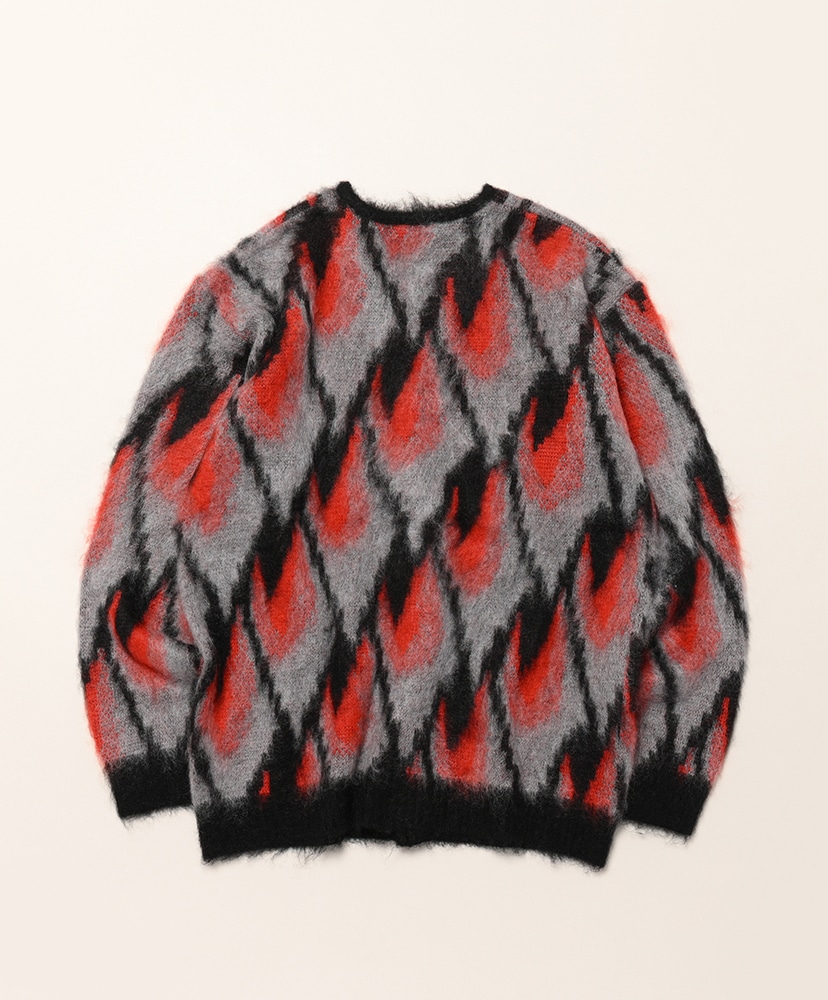 Mohair Cardigan - Abstract Black×Red/ブラック×レッド L(MEN)