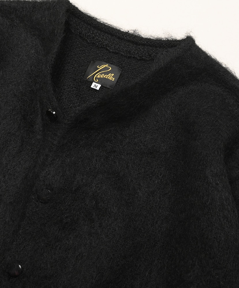 Mohair Crew Neck Cardigan - Solid Black/ブラック L(MEN)