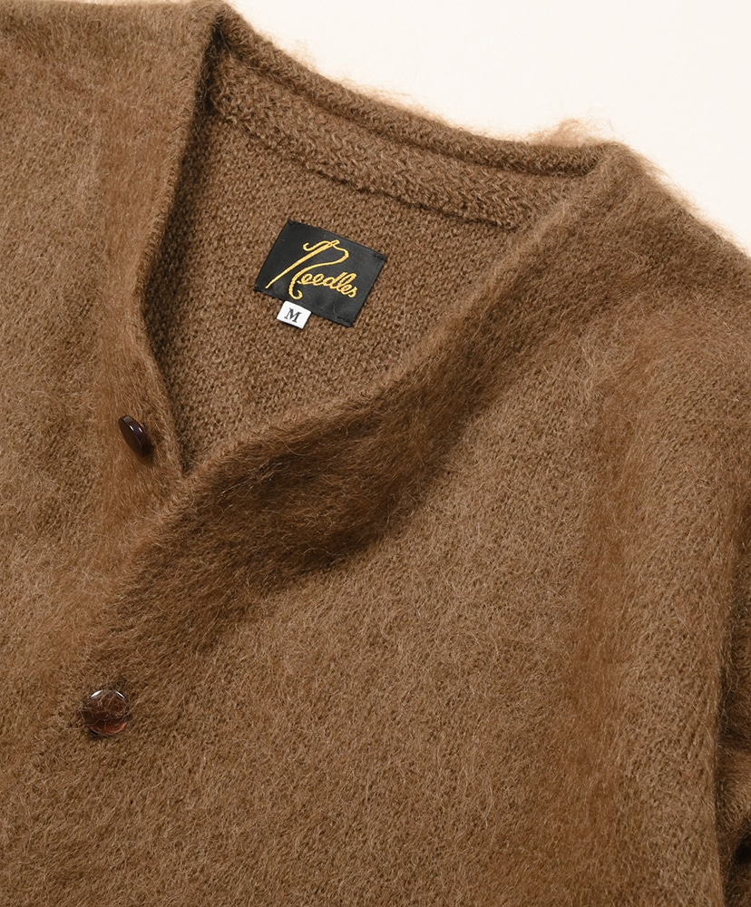 Mohair Crew Neck Cardigan - Solid Brown/ブラウン L(MEN)