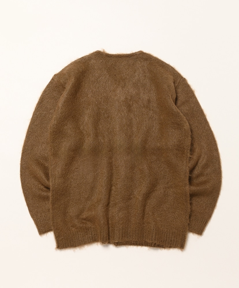 Mohair Crew Neck Cardigan - Solid Brown/ブラウン L(MEN)
