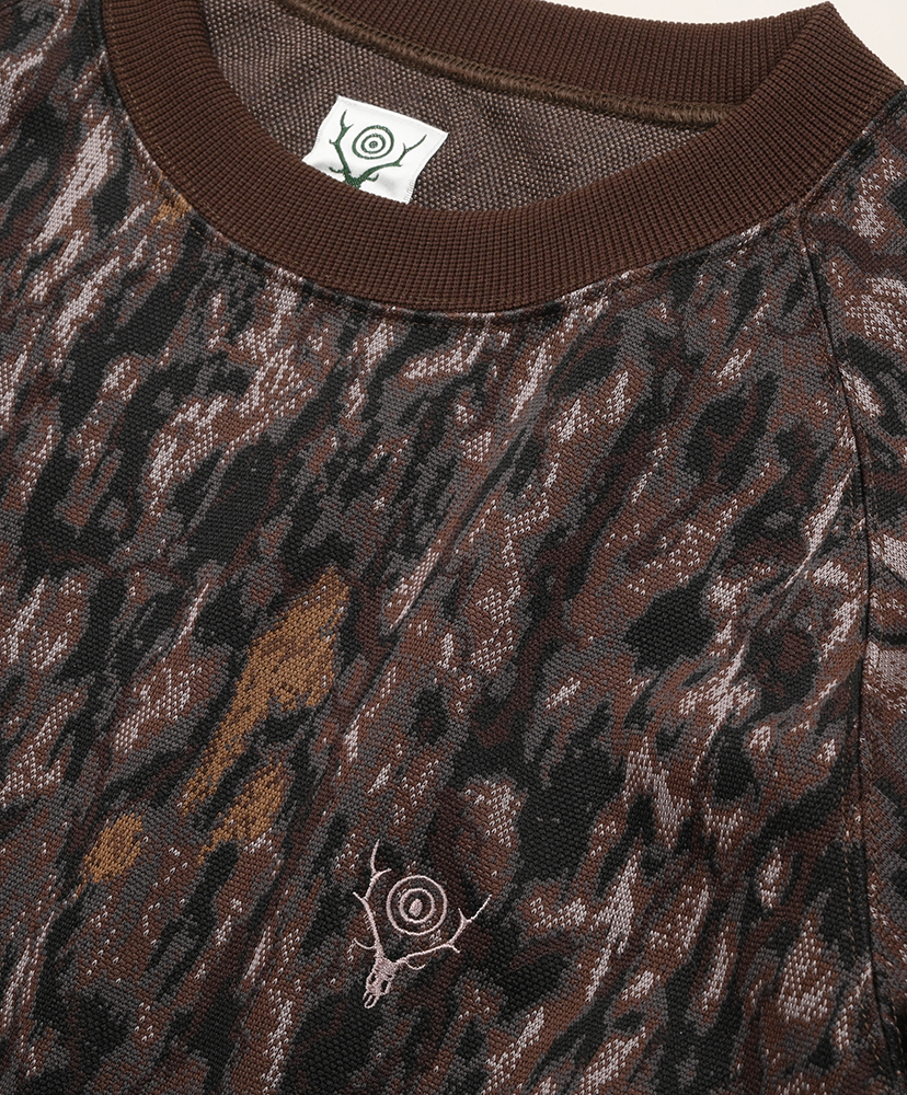 Trainer Crew Neck Shirt - Horn Camo Jacquard Brown/ブラウン L(MEN)