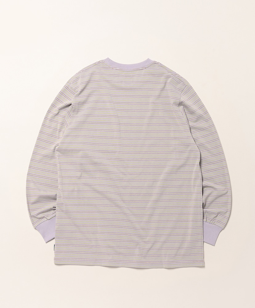 L/S Round Pocket Tee - Multi Stripe Lavender/ラベンダー 1(WOMEN)