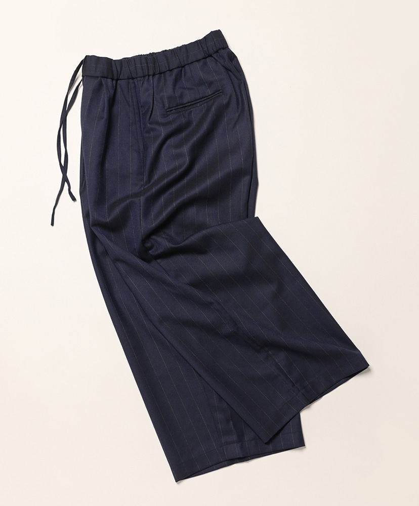 Wool Serge 2 Tuck Wide Easy Pants Navy Stripe/ネイビーストライプ 1(WOMEN)