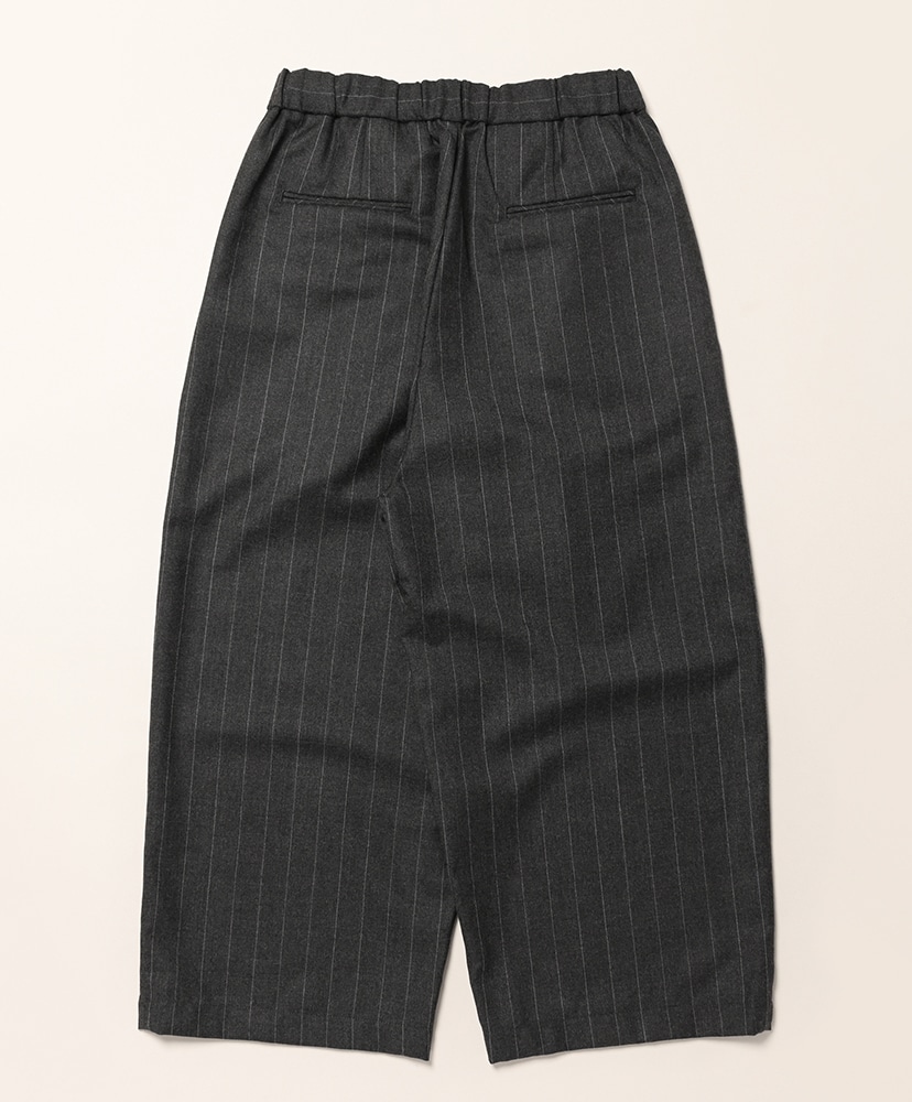 Wool Serge 2 Tuck Wide Easy Pants Charcoal Stripe/チャコールストライプ 1(WOMEN)