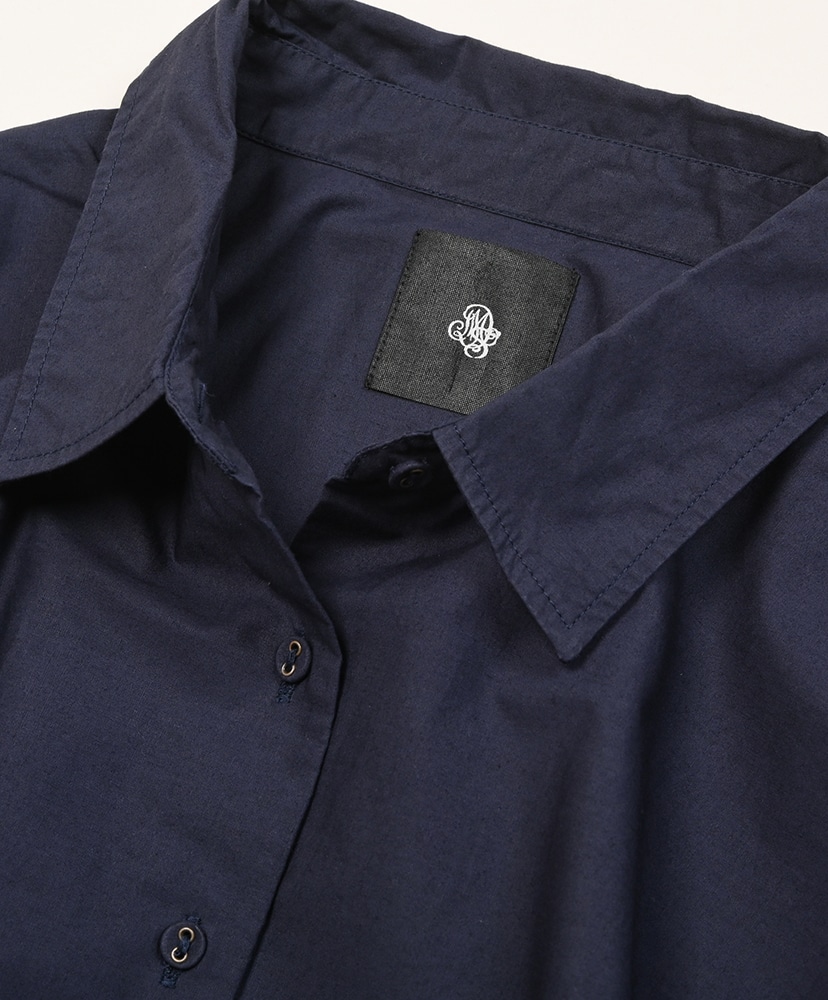 60s Organic Poplin Plain Regular Collar Dress With Rajasthan Gather Navy/ネイビー 1(WOMEN)