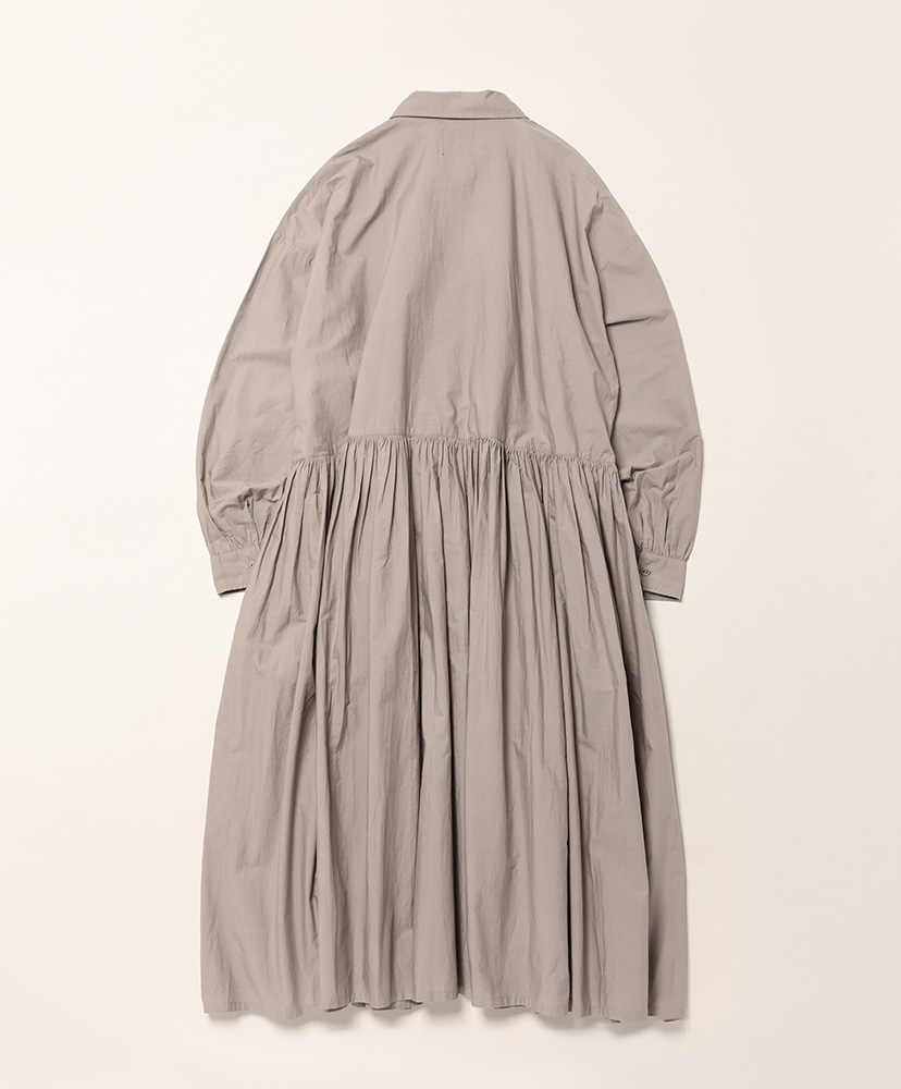 60s Organic Poplin Plain Regular Collar Dress With Rajasthan Gather Grey/グレー 1(WOMEN)