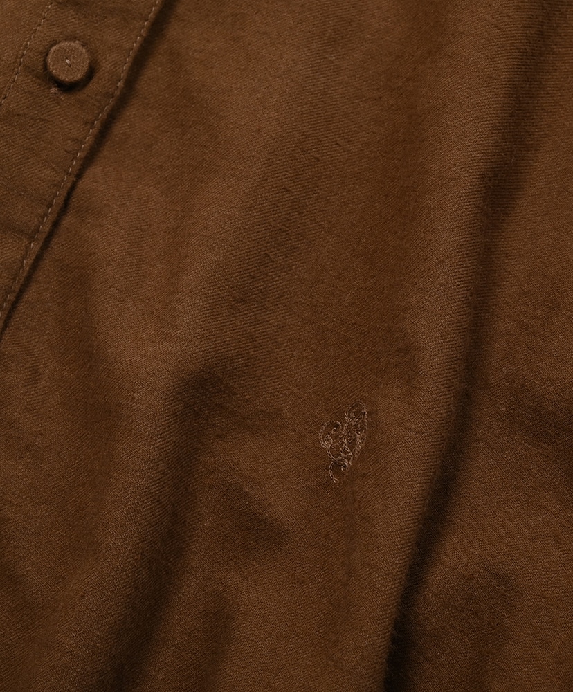 Twill Cotton Khadi Plain Frill Collar Shirts With Mini Pintuck Dk Brown/ダークブラウン 1(WOMEN)