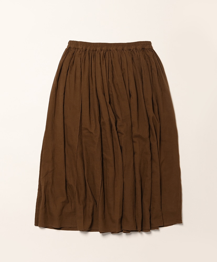 Twill Cotton Khadi Plain Gathered Skirt Dk Brown/ダークブラウン 1(WOMEN)
