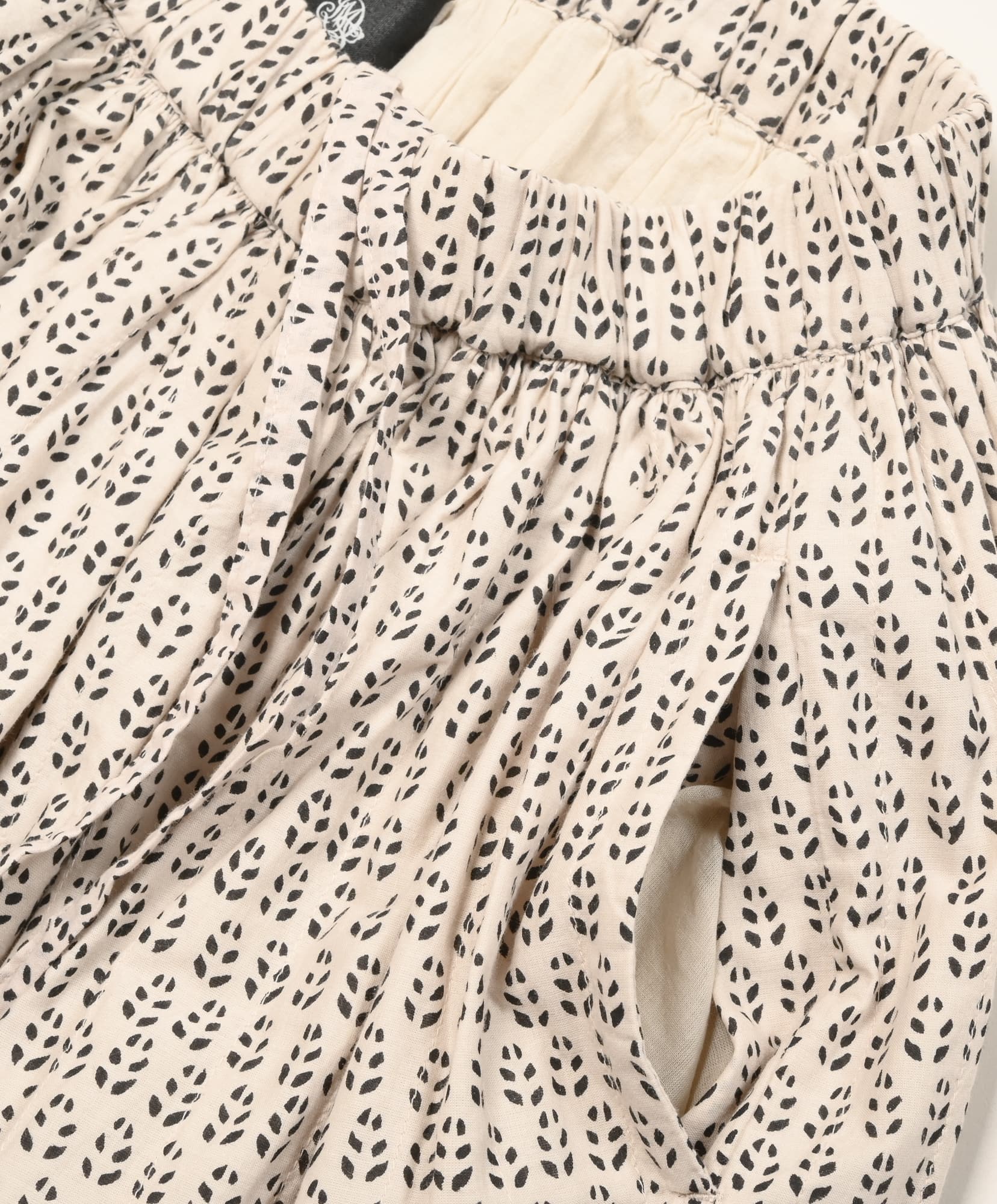 80s Voile Little Tree Block Print Gathered Skirt With Lining Milky Gey×Black Print/ミルキーグレー×ブラックプリント 1(WOMEN)