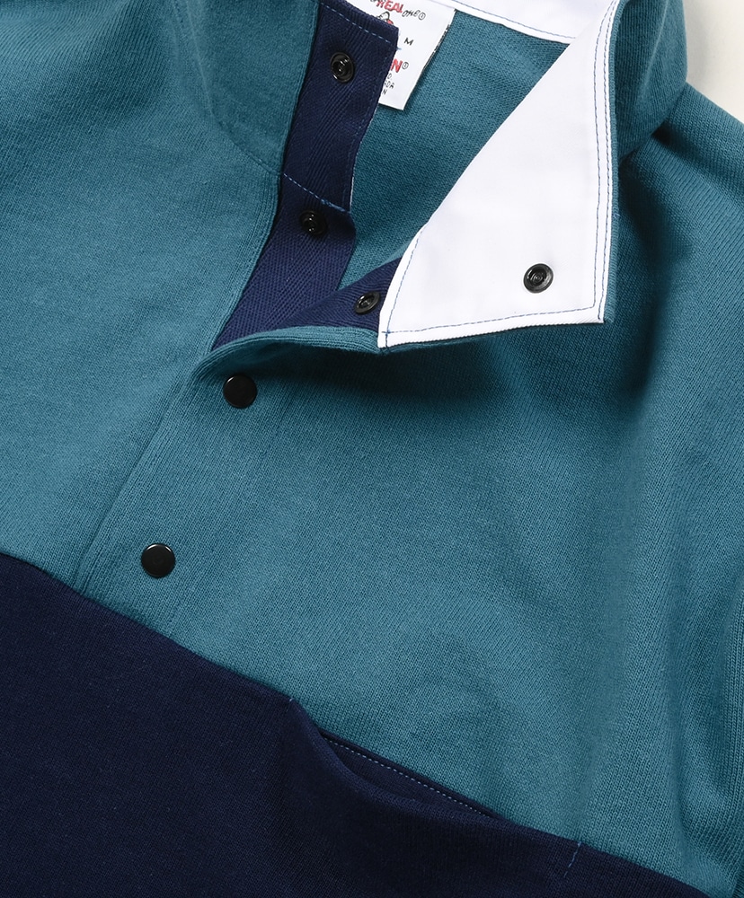 LOFTMAN別注 50th Snap - Pullover Teal×Navy / ティール×ネイビー L(MEN)