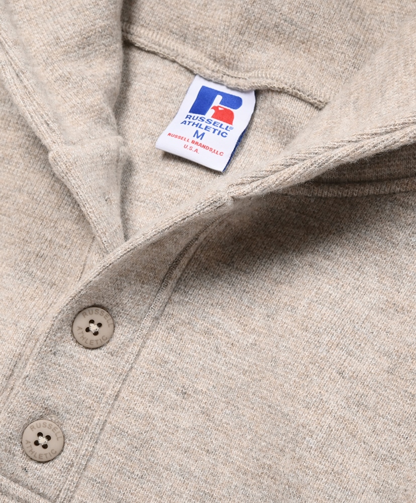 Wool Blend Rib Henley Hoodie Heather Brown/ヘザーブラウン L(MEN)