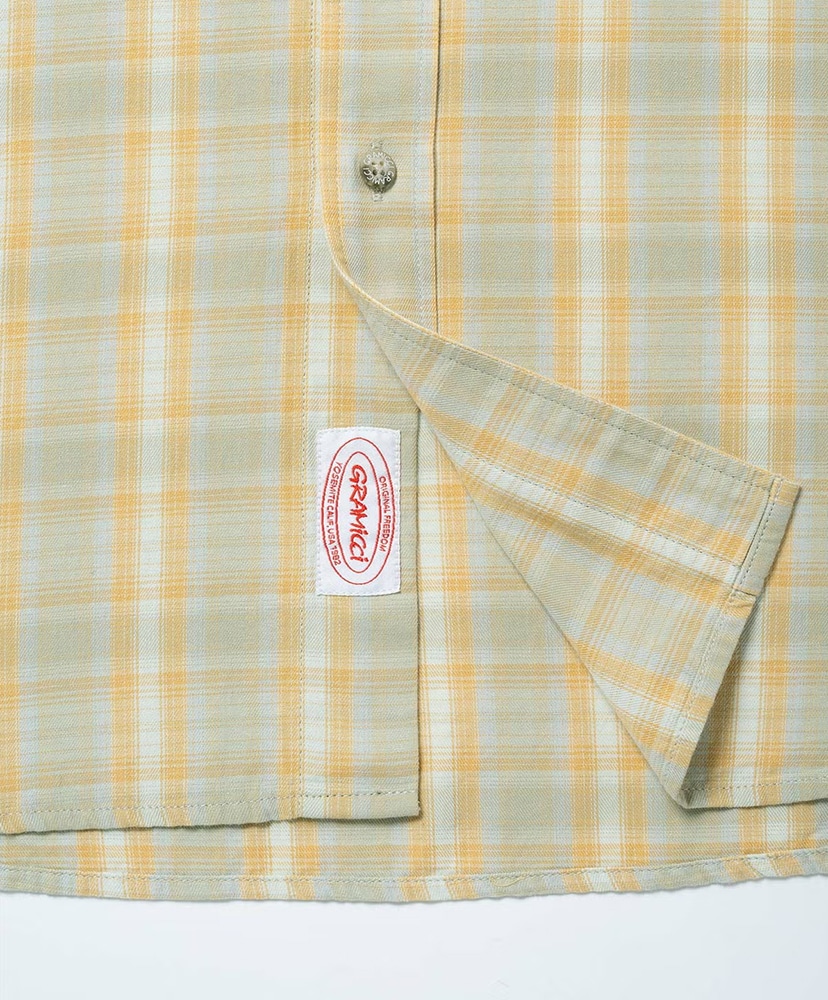 S/S Checkered Ombre Shirt Mustard/マスタード L(MEN)