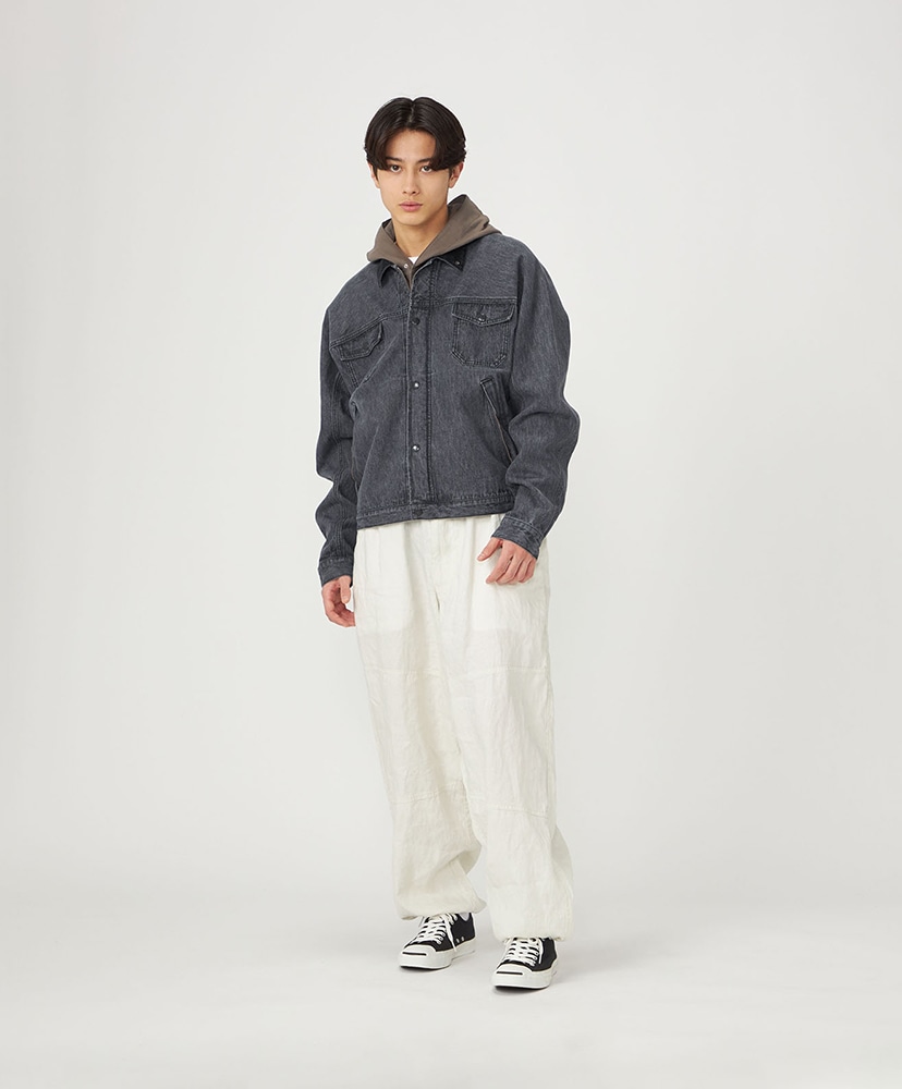 Linen Cotton Denim Field Jacket H/グレー L(MEN)