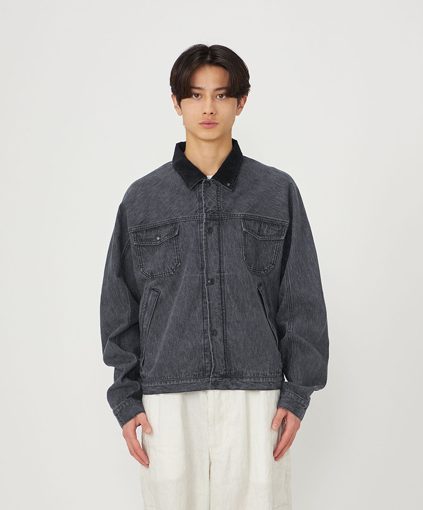 Linen Cotton Denim Field Jacket H/グレー L(MEN)