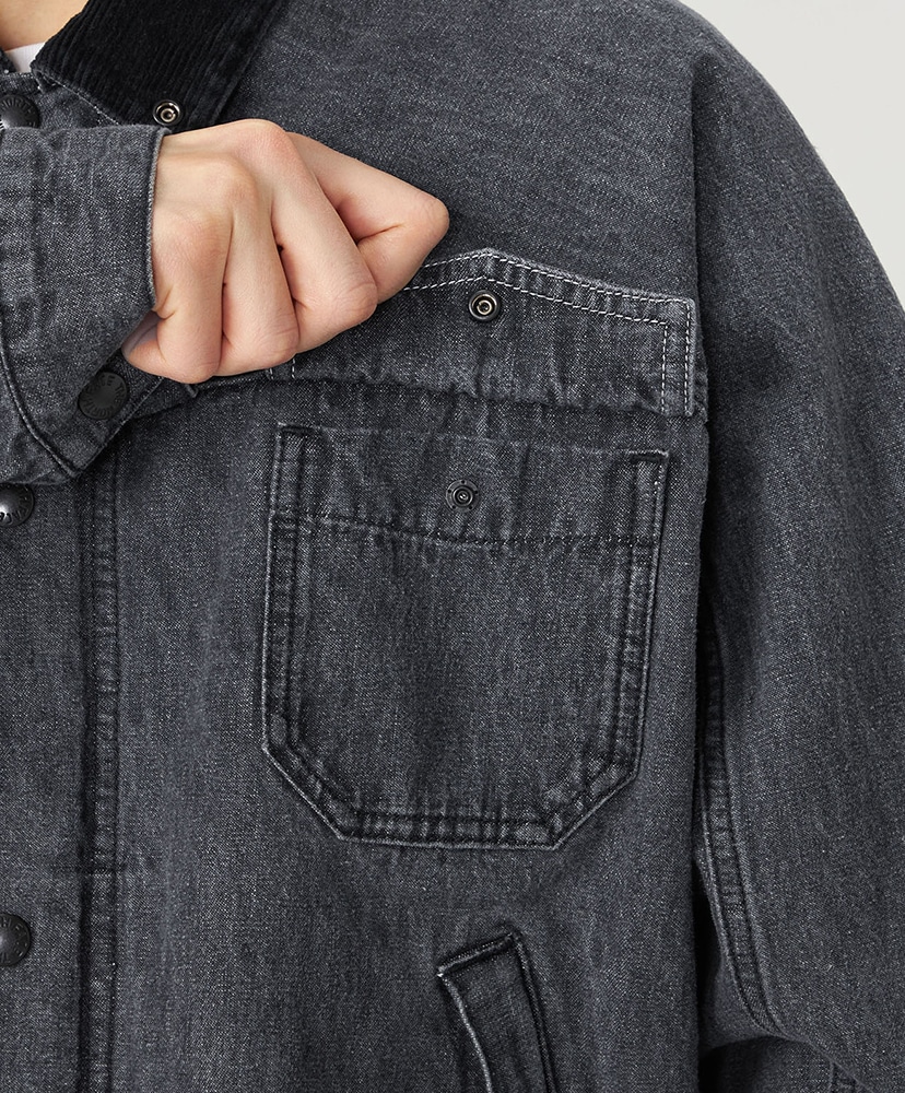 Linen Cotton Denim Field Jacket H/グレー L(MEN)