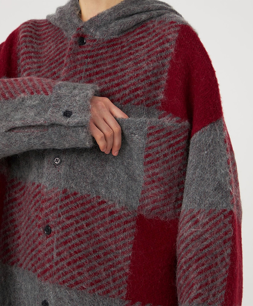 OOAL Mohair Hooded Jacket R/レッド 0(WOMEN)