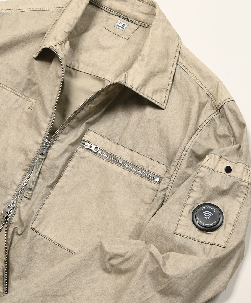 Cotton Plain Face Resined Lens Zipped Overshirt Fallen Rock/フォールンロック L(MEN)