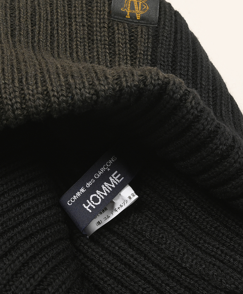 HR-N005-051 - ウール梳毛リブブリーチ加工×Batoner Black/ブラック OS