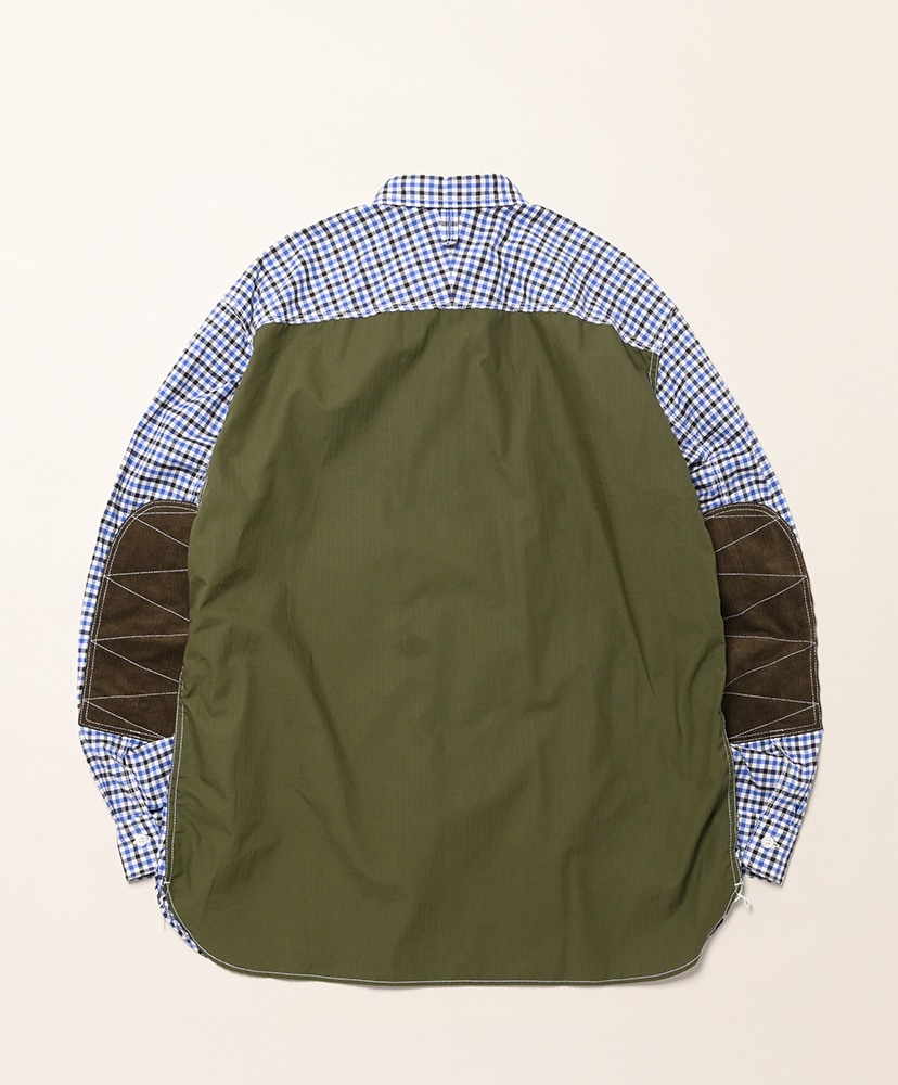 WR-B002-05 綿チェック×綿コーデュロイ×綿リップストップ White×Blue×Black/ホワイト×ブルー×ブラック L(MEN)