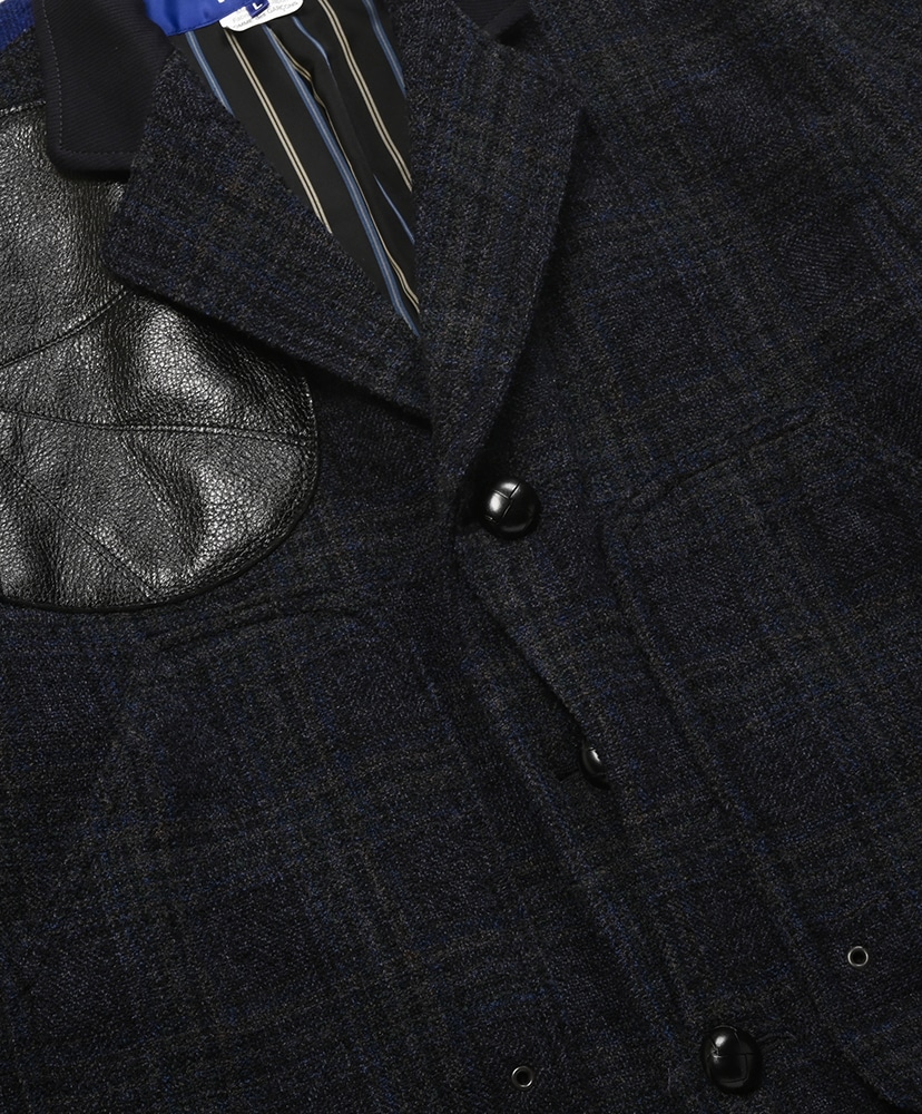 WR-J009-05 エステルウールチェック×牛革 Navy×Beige×Black/ネイビー×ベージュ×ブラック L(MEN)