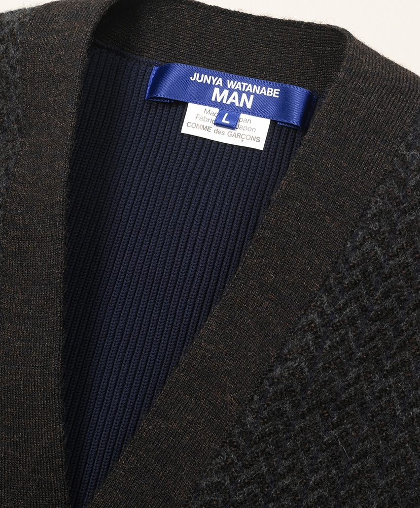 WR-N009-051 - ウールエステルジャガード多素材パッチワーク Brown/ブラウン L(MEN)