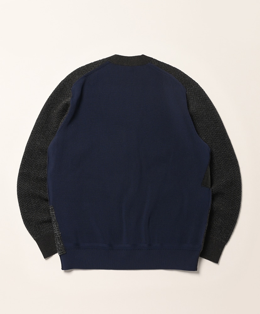 WR-N009-051 - ウールエステルジャガード多素材パッチワーク Brown/ブラウン L(MEN)