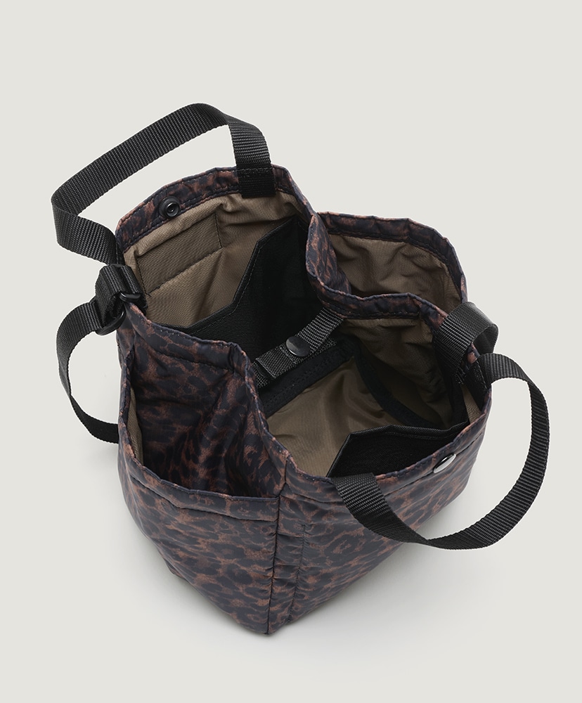 Small Side Pocket Tote Puffer Leopard/レオパード F