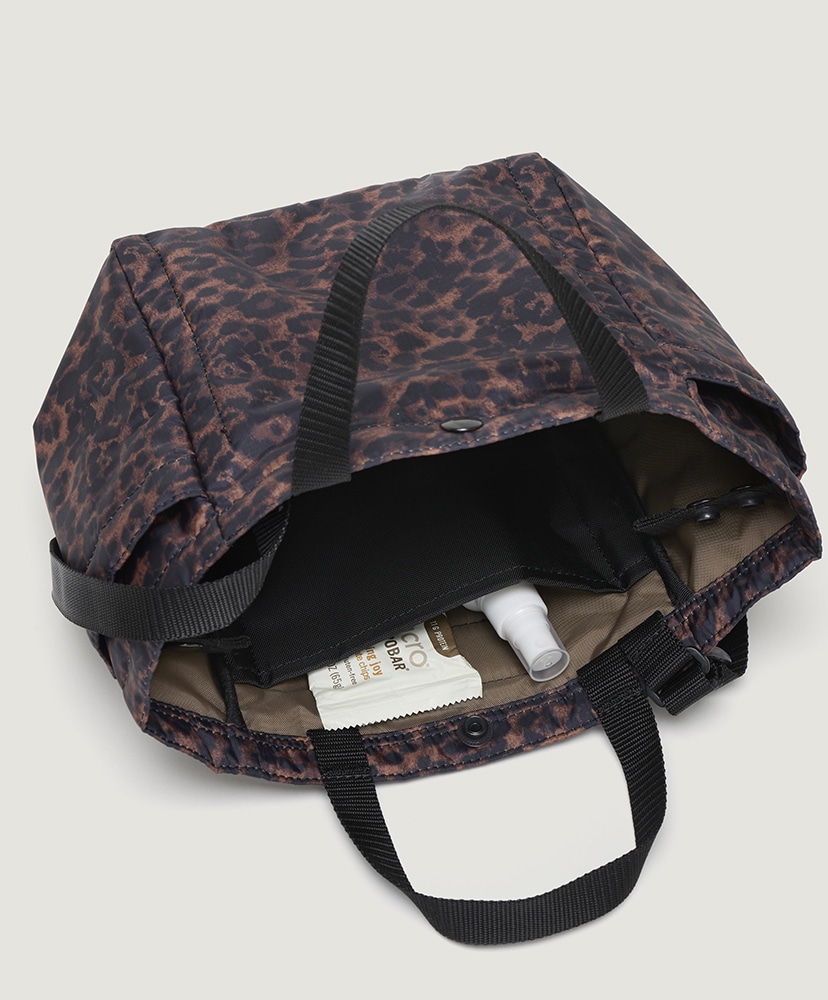 Small Side Pocket Tote Puffer Leopard/レオパード F