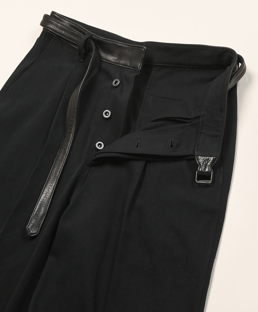 Denim-Leather Belted Trousers Black/ブラック 0(WOMEN)