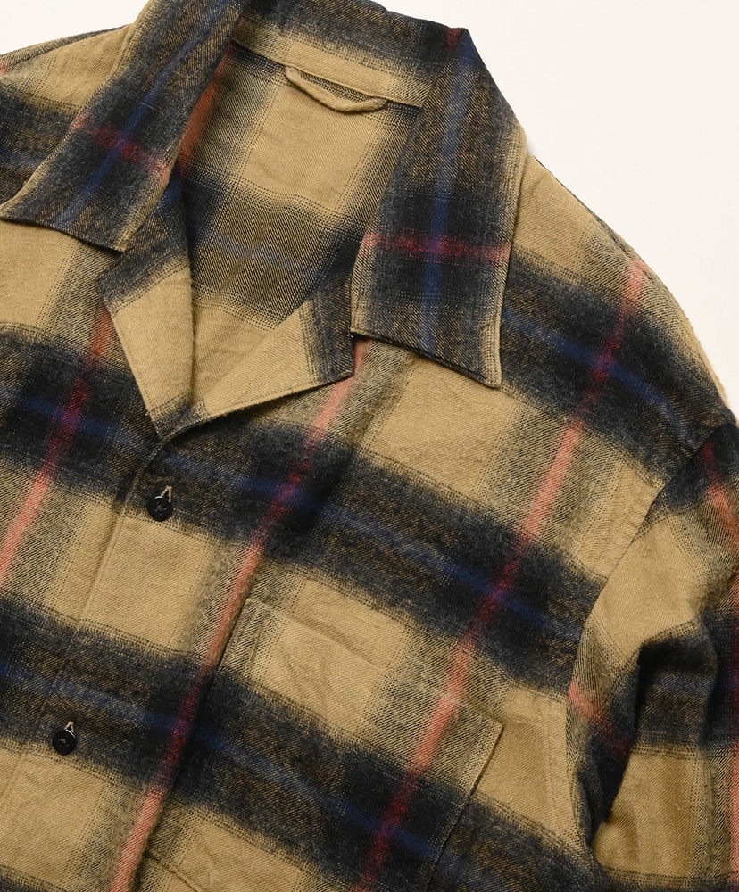 Cotton Rayon Ombre Open-collar Shirt L/S DustyBeige/ダスティベージュ 1(MEN)