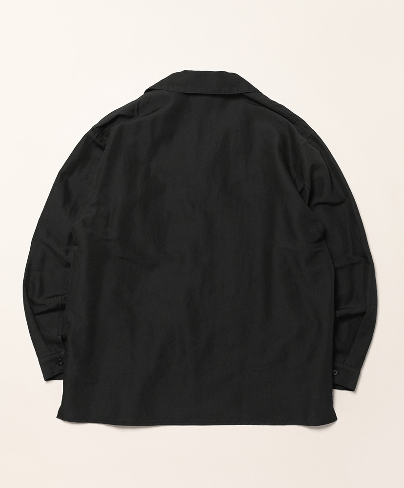 Washed Wool Silk Open-collar Shirt L/S Black/ブラック 2(MEN)