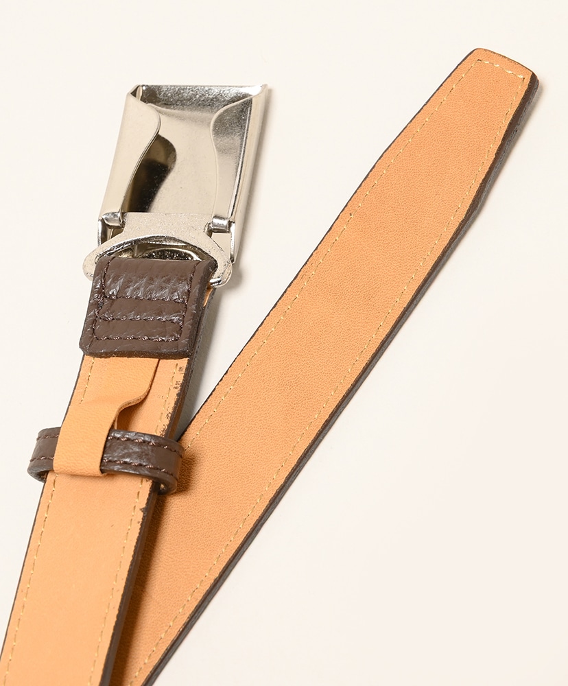 LOFTMAN別注 Shrink Leather Box Buckle Belt Dark Brown/ダークブラウン M