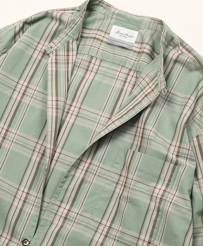 Stand Collar 2 Button SH Green Tartan/グリーンタータン ONE
