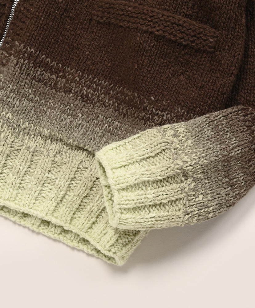 Wool Low-Gauge Knit Zip Cowichan Brown Gradation/ブラウングラデーション 3(MEN)