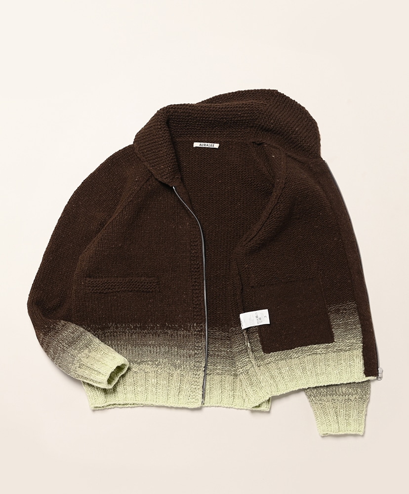 Wool Low-Gauge Knit Zip Cowichan Brown Gradation/ブラウングラデーション 3(MEN)
