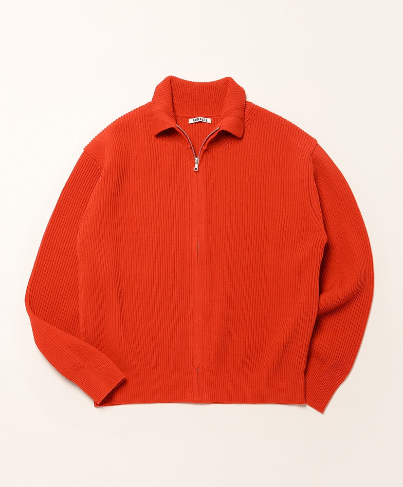 Super Fine Wool Rib Knit Zip Cardigan Red/レッド 3(MEN)