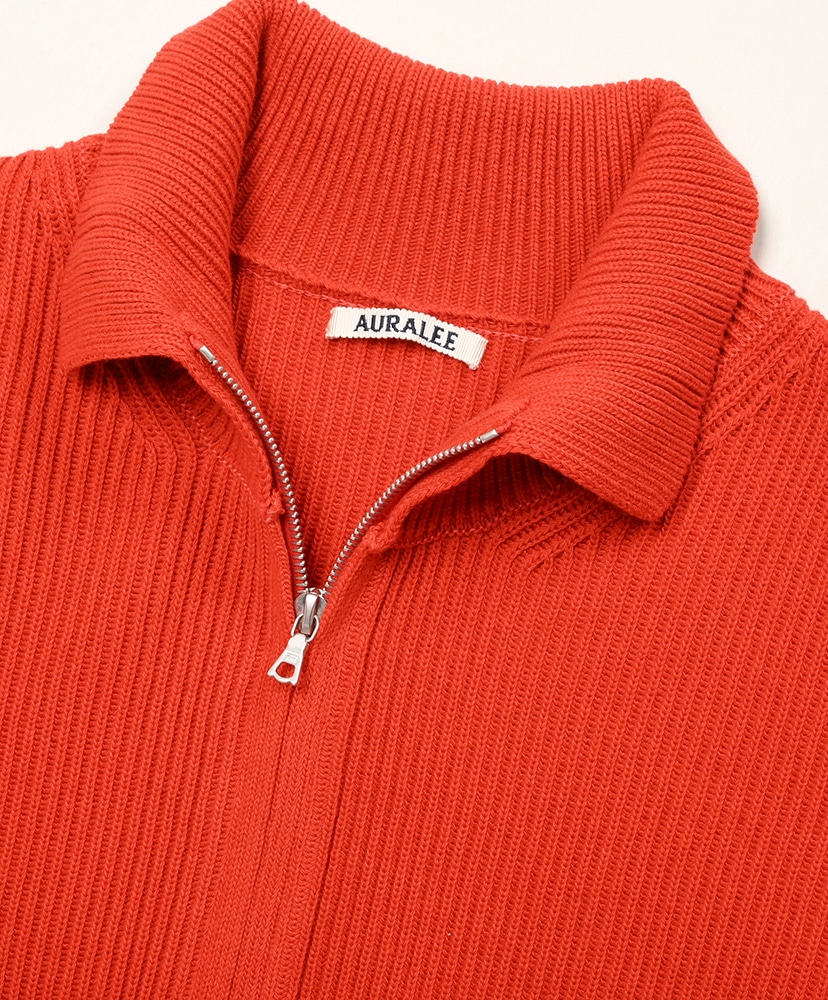 Super Fine Wool Rib Knit Zip Cardigan Red/レッド 3(MEN)