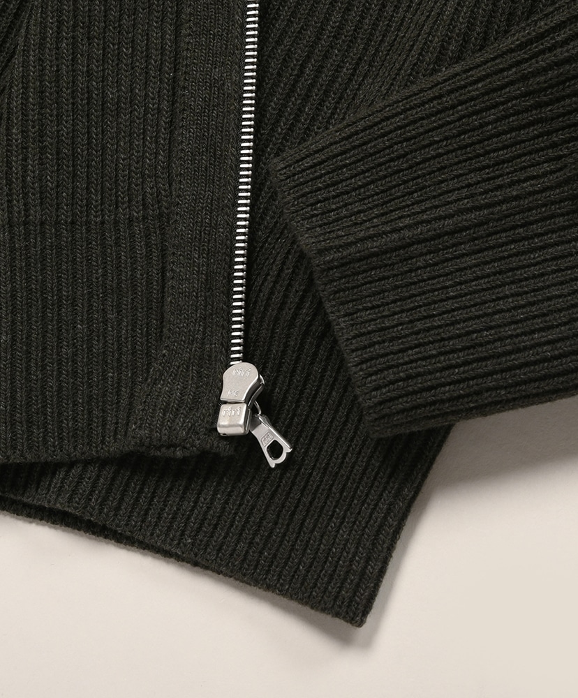 Super Fine Wool Rib Knit Zip Cardigan Top Dark Olive/トップダークオリーブ 3(MEN)