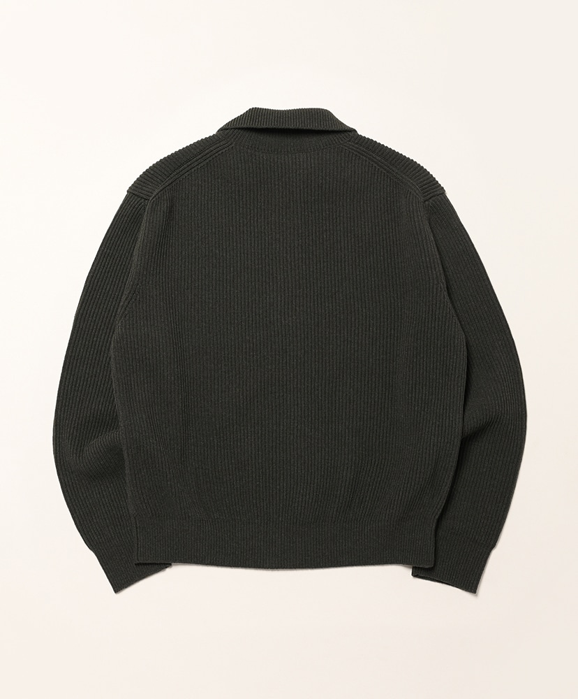 Super Fine Wool Rib Knit Zip Cardigan Top Dark Olive/トップダークオリーブ 3(MEN)