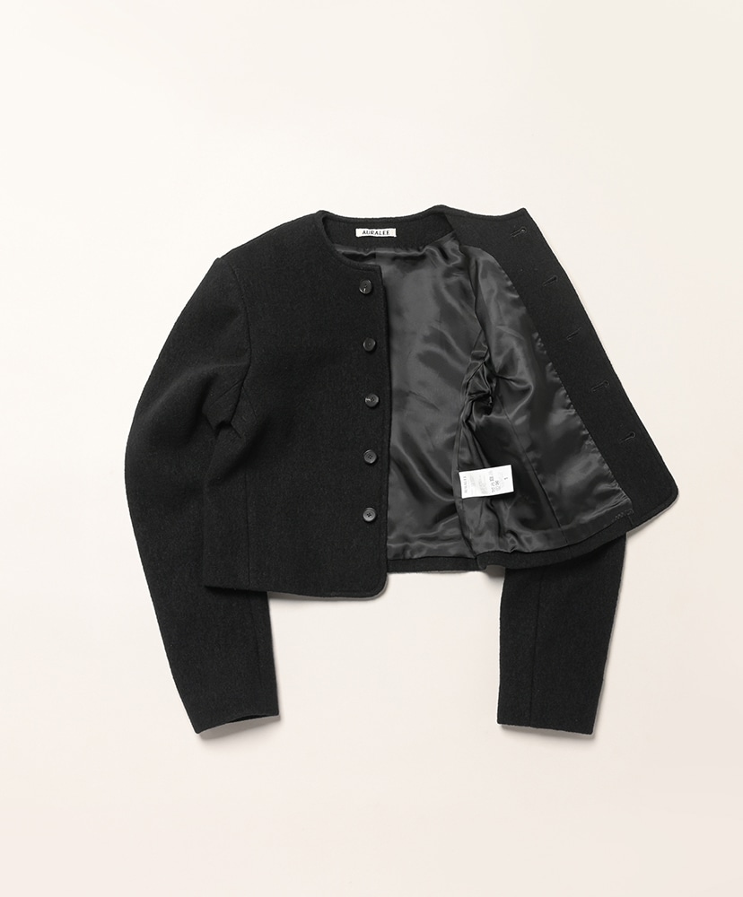 Heavily Fulled Wool Cotton Collarless Jacket Black/ブラック 1(WOMEN)