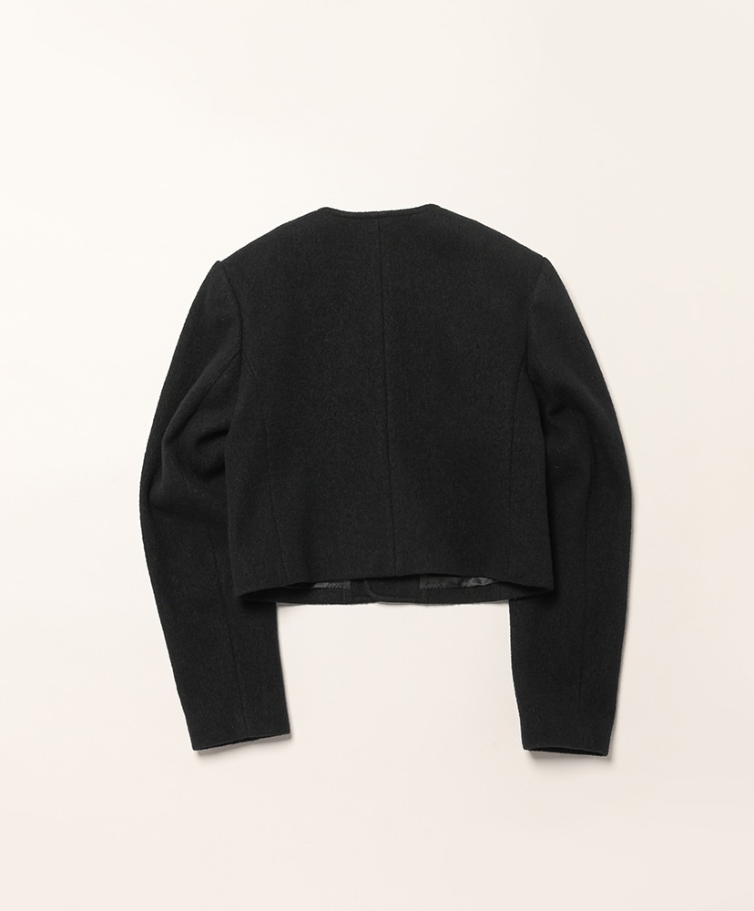 Heavily Fulled Wool Cotton Collarless Jacket Black/ブラック 1(WOMEN)