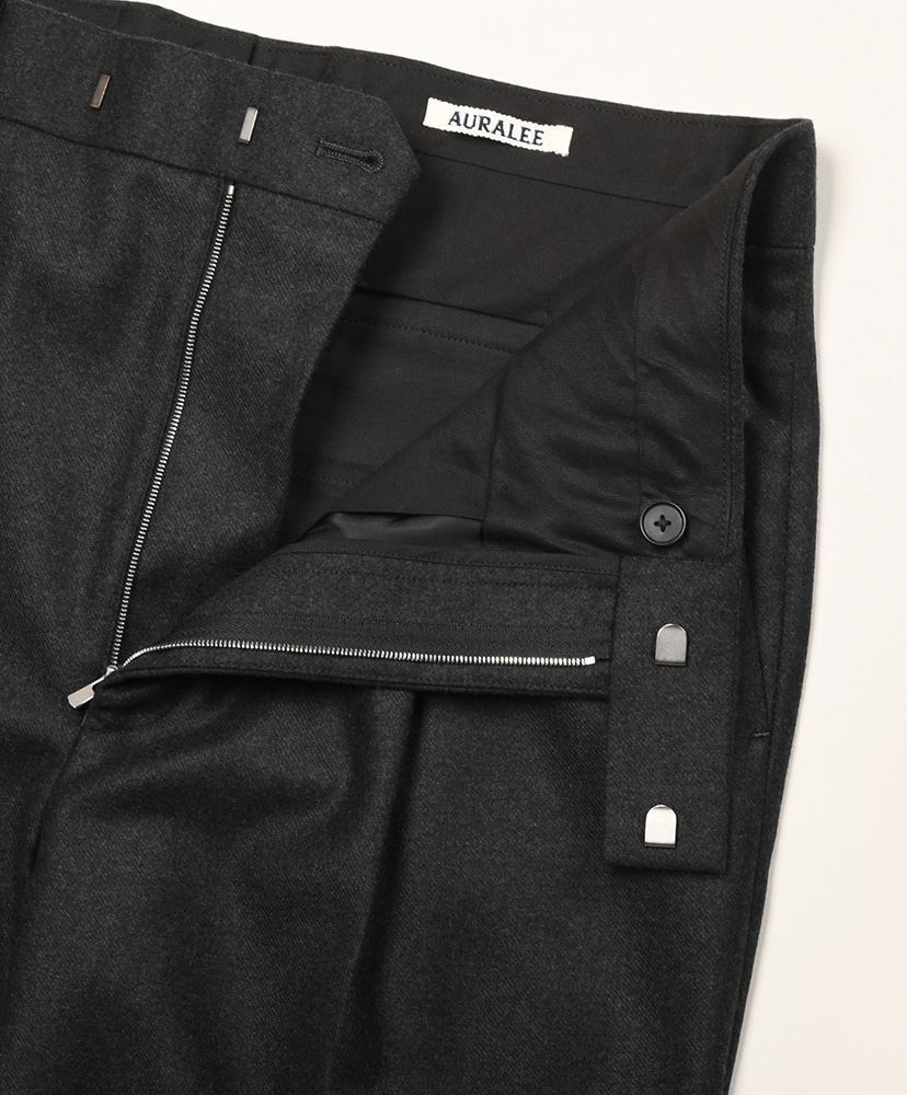 Wool Fulling Flannel One-Tuck Slacks Top Charcoal/トップチャコール 3(MEN)